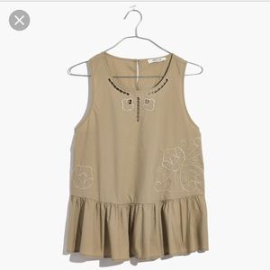SOLD***NWT Madewell Embroidered Peplum Tank